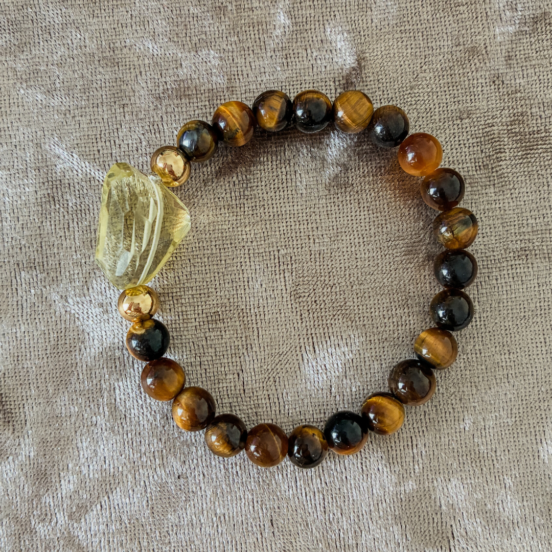 Pulseras elásticas a la medida con piedras semipreciosas y ébano