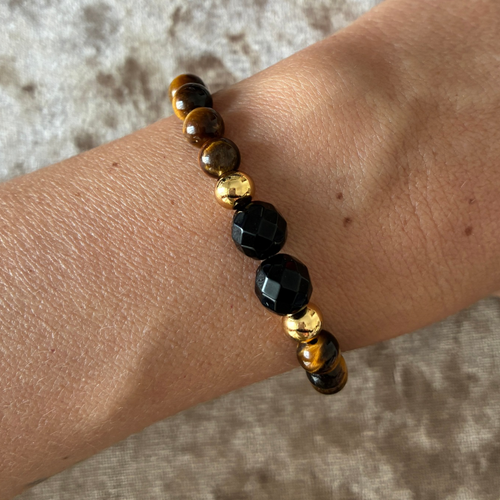 Pulsera ónix y ojo de tigre