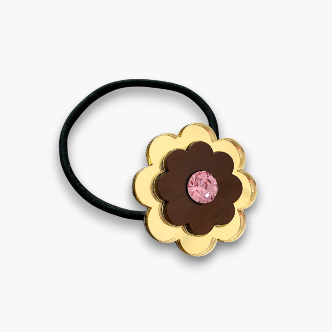 Coletero ADIN negro con flor cristal rosa