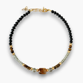 Collar citrino, prasiolita, ojo de tigre y ébano