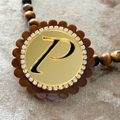 Collar ADIN ojo de tigre y medallón con inicial personalizada