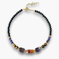 Collar cornalina, amatista, ojo de tigre y ébano