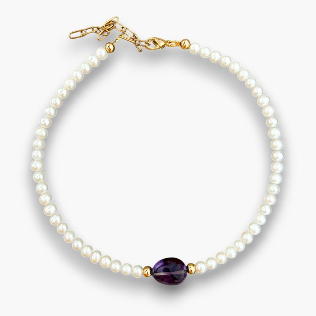Collar amatista y perlas