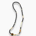 Collar ébano, citrino, perlas, ópalo amarillo y ojo de tigre