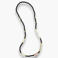 Collar ébano, cuarzo rosa, perlas, cuarzo rutilado y pirita