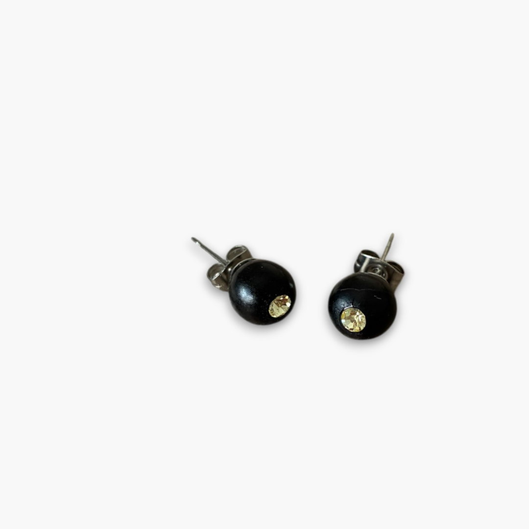 Pendientes ébano y cristal amarillo