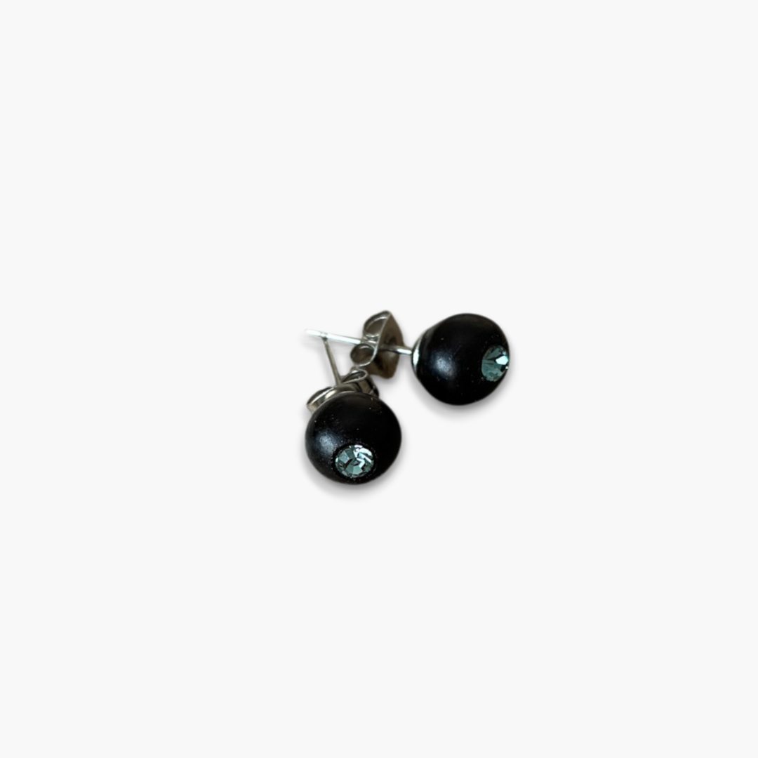Pendientes ébano y cristal zafiro ahumado