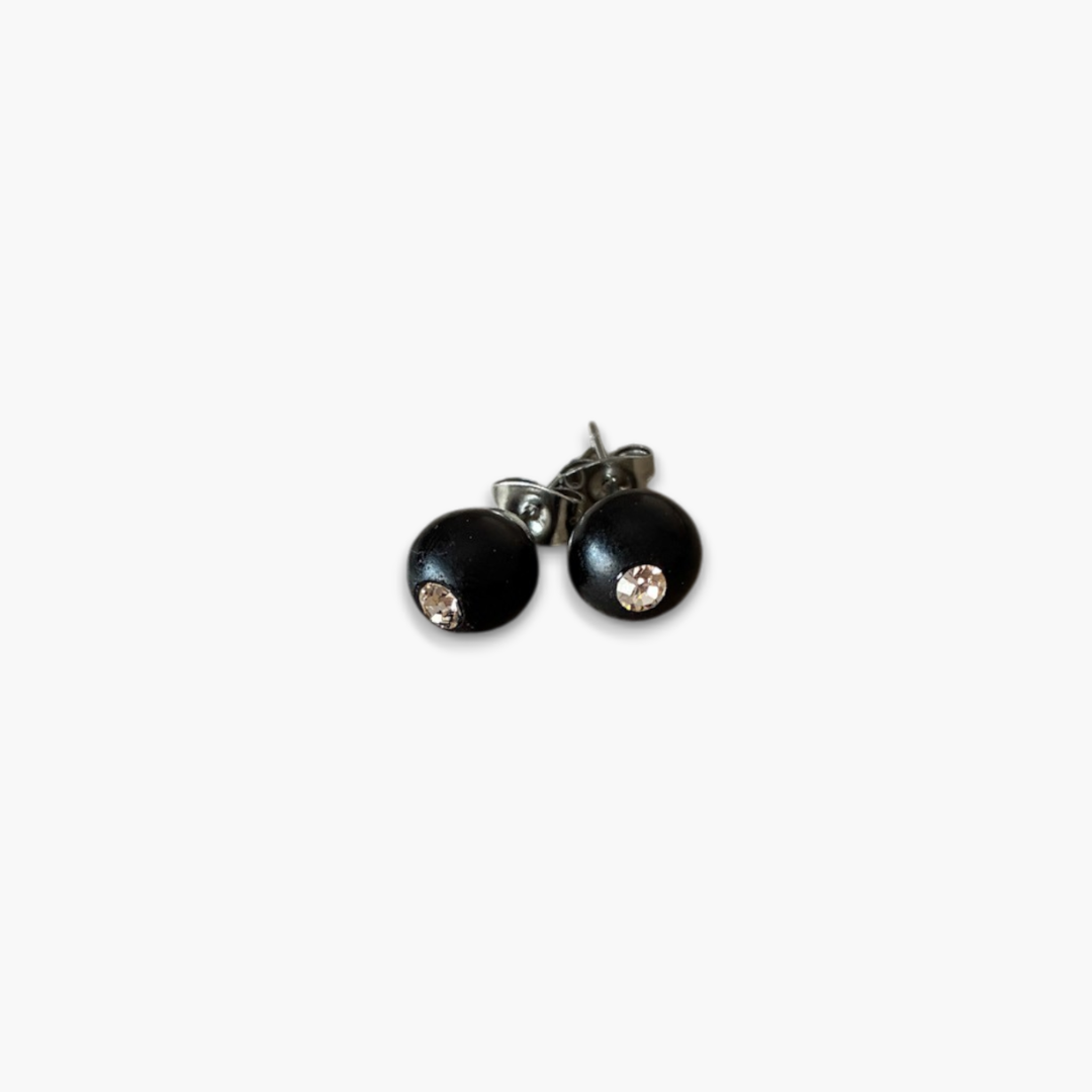Pendientes ébano y cristal rosa