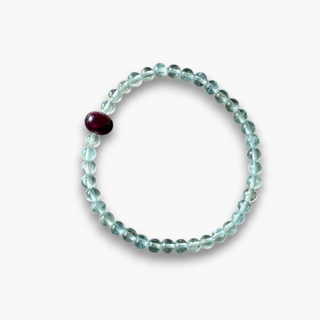 Pulsera aguamarina y rubí