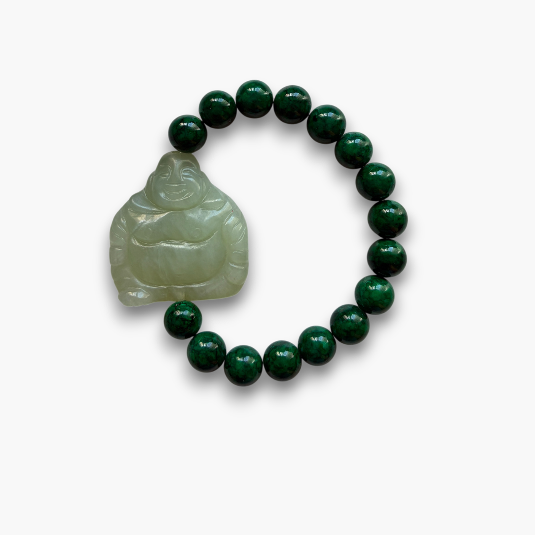 Pulsera buda de jade y howlita verde