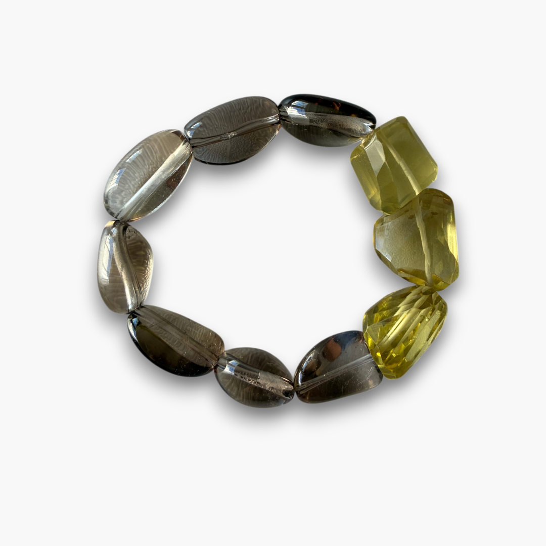 Pulsera citrino y cuarzo ahumado