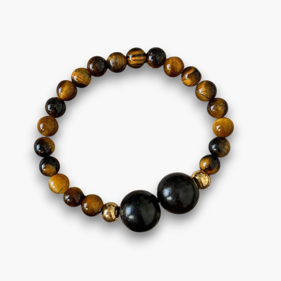 Pulsera ébano y ojo de tigre