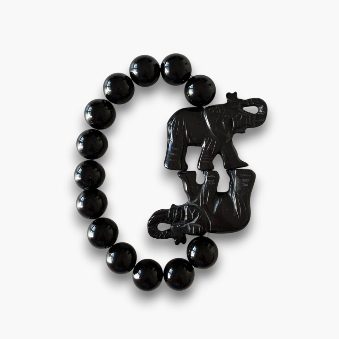 Pulsera 2 elefantes ónix