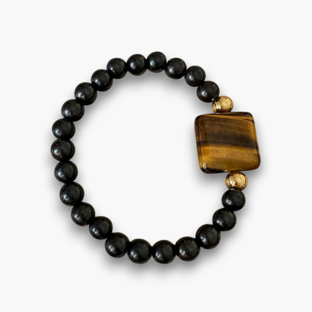 Pulsera ébano y ojo de tigre