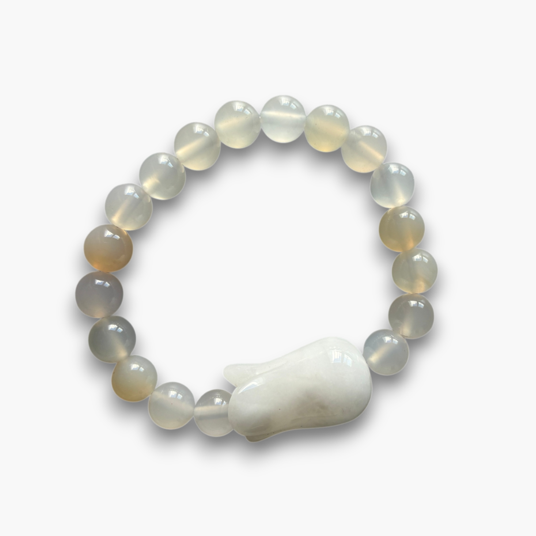 Pulsera tulipán jade blanco y piedra luna