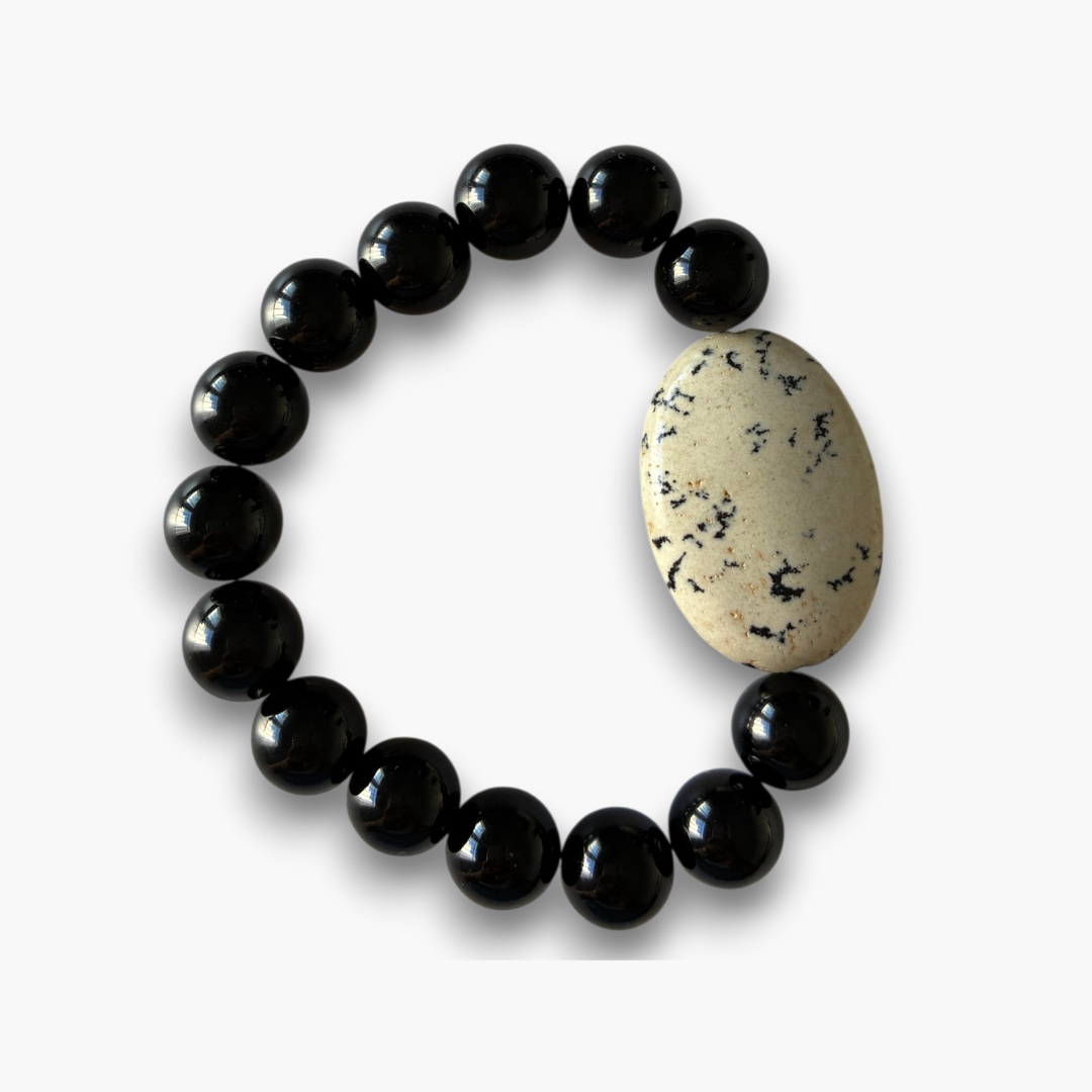 Pulsera ópalo dentrítico y ónix