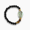 Pulsera prasiolita, ojo de tigre y ébano